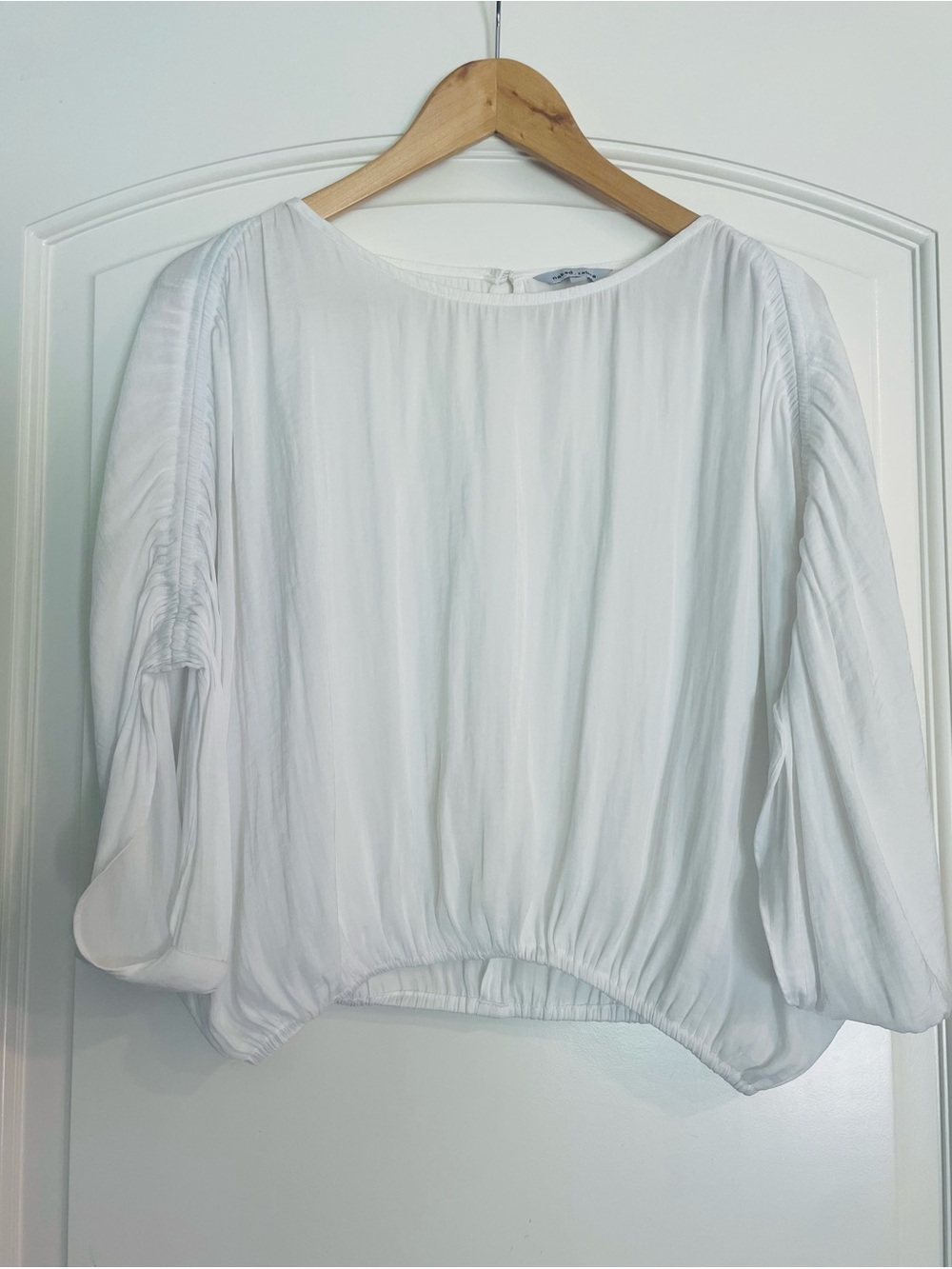 Naked Zebra White Women's Dolman Sleeve Pullover Balloon Blouse Top L - Picture 3 of 7